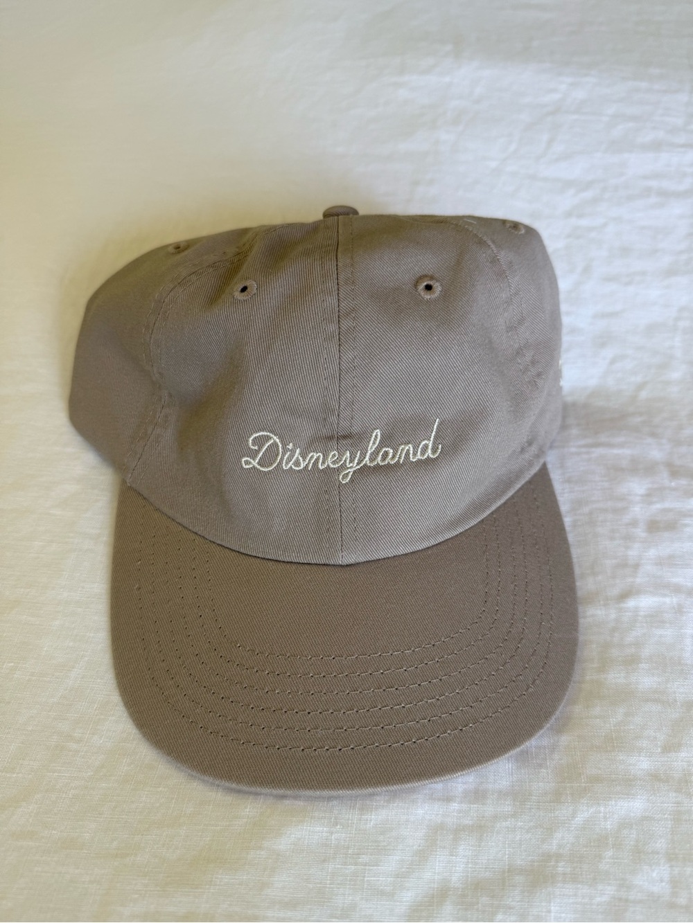 Disney Parks Disneyland Script Logo Canvas Baseball Cap Tan / Khaki